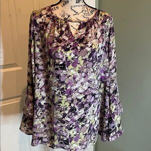 Belle by Kim Gravel Purple and Green Blouse